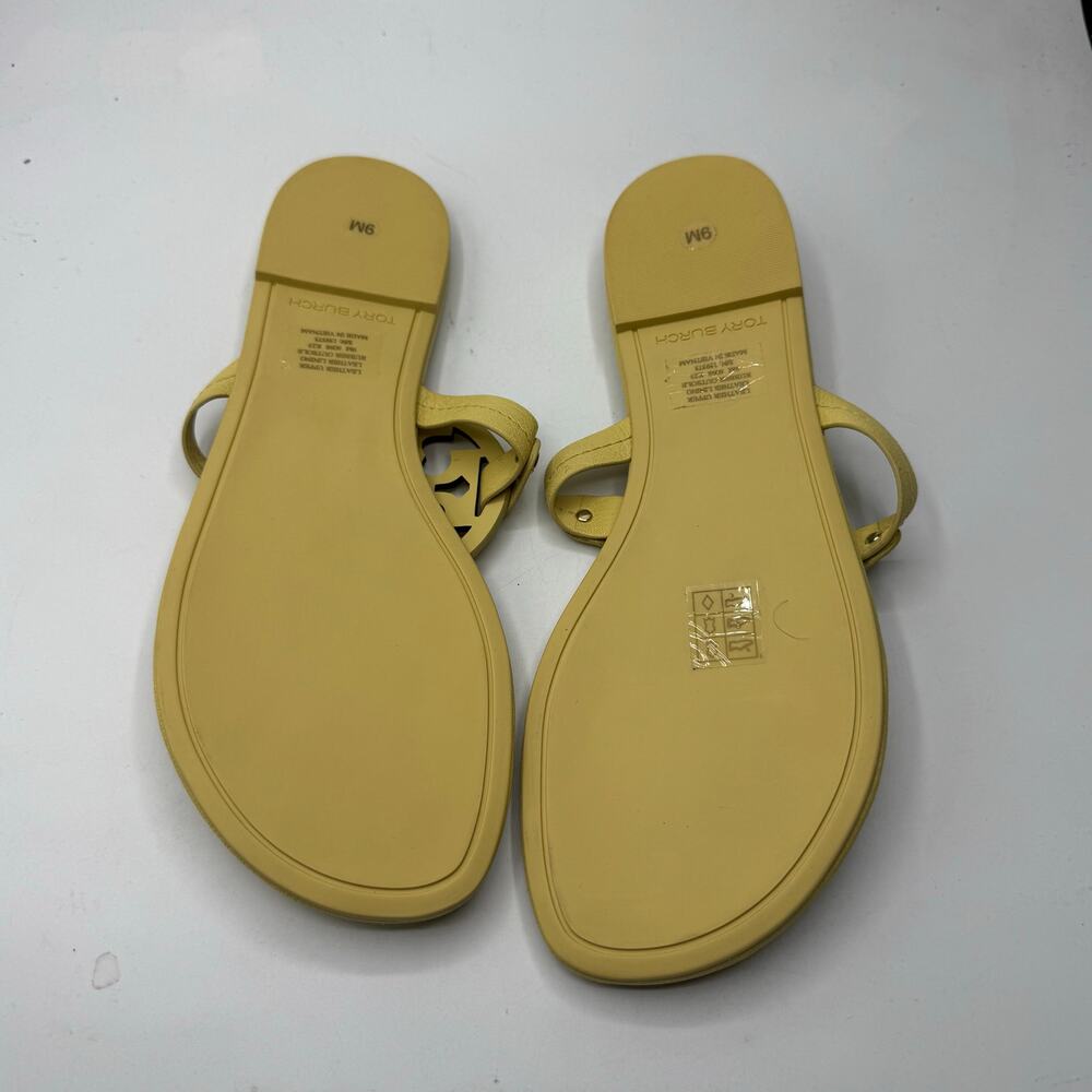 NEW NWT Tory Burch  Miller Slip On Tumbled Leather Thong Sandals Pale Butter 9 - Picture 6 of 8
